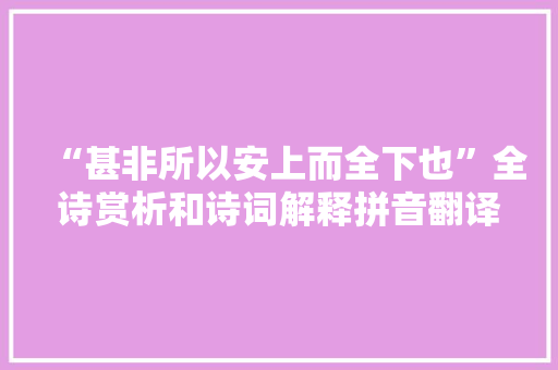 “甚非所以安上而全下也”全诗赏析和诗词解释拼音翻译