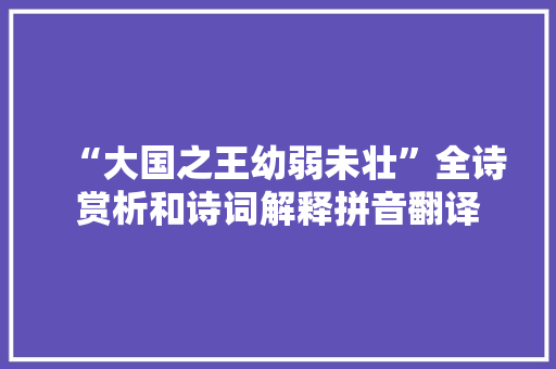 “大国之王幼弱未壮”全诗赏析和诗词解释拼音翻译