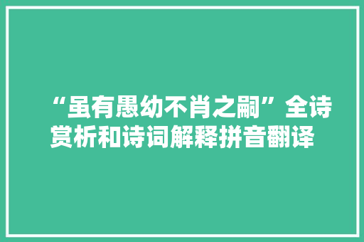 “虽有愚幼不肖之嗣”全诗赏析和诗词解释拼音翻译
