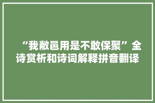 “我敝邑用是不敢保聚”全诗赏析和诗词解释拼音翻译