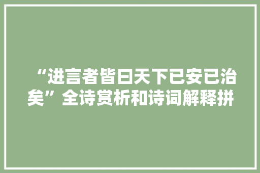 “进言者皆曰天下已安已治矣”全诗赏析和诗词解释拼音翻译