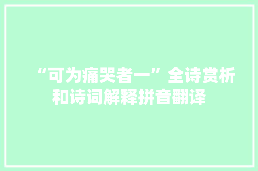 “可为痛哭者一”全诗赏析和诗词解释拼音翻译
