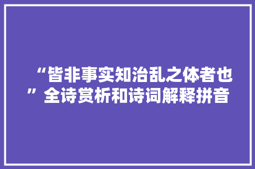 “皆非事实知治乱之体者也”全诗赏析和诗词解释拼音翻译