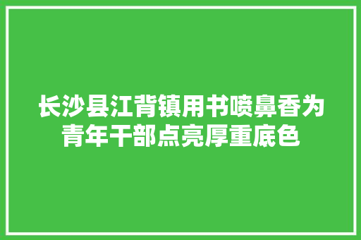 长沙县江背镇用书喷鼻香为青年干部点亮厚重底色