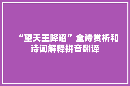 “望天王降诏”全诗赏析和诗词解释拼音翻译