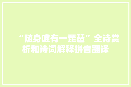“随身唯有一琵琶”全诗赏析和诗词解释拼音翻译