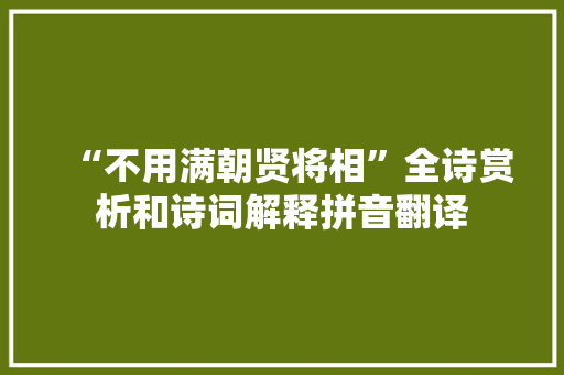 “不用满朝贤将相”全诗赏析和诗词解释拼音翻译