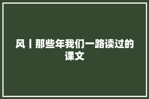 风丨那些年我们一路读过的课文
