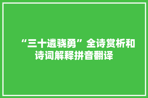 “三十遴骁勇”全诗赏析和诗词解释拼音翻译