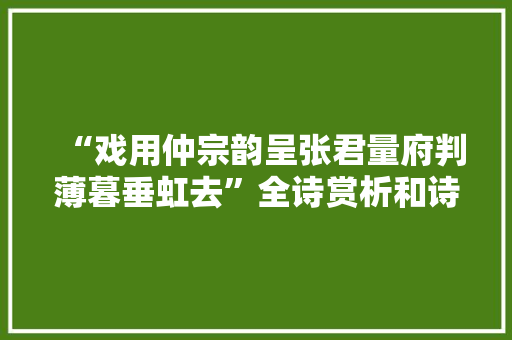 “戏用仲宗韵呈张君量府判薄暮垂虹去”全诗赏析和诗词解释拼音翻译