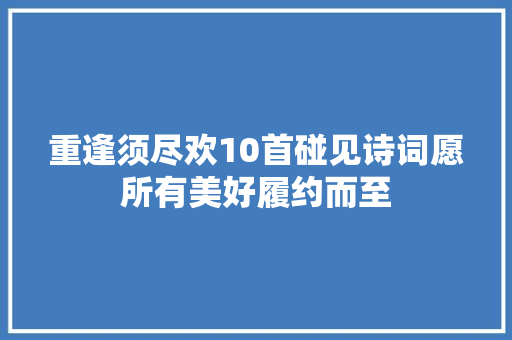 重逢须尽欢10首碰见诗词愿所有美好履约而至