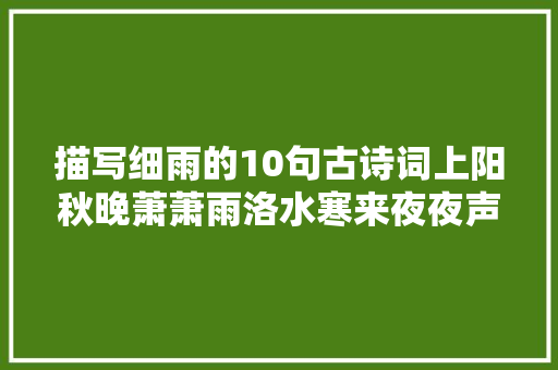 描写细雨的10句古诗词上阳秋晚萧萧雨洛水寒来夜夜声