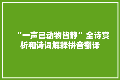 “一声已动物皆静”全诗赏析和诗词解释拼音翻译