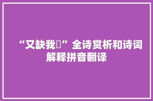 “又缺我銶”全诗赏析和诗词解释拼音翻译