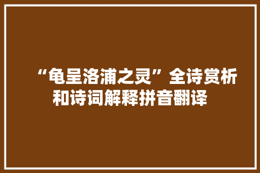 “龟呈洛浦之灵”全诗赏析和诗词解释拼音翻译