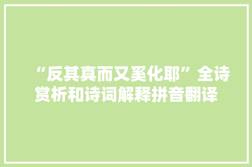 “反其真而又奚化耶”全诗赏析和诗词解释拼音翻译