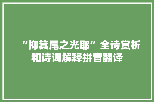 “抑箕尾之光耶”全诗赏析和诗词解释拼音翻译