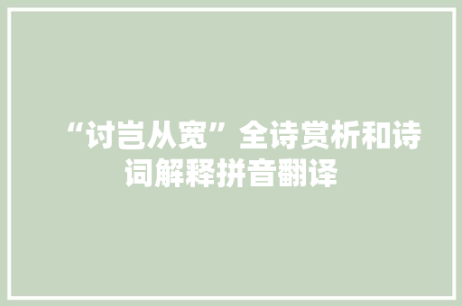 “讨岂从宽”全诗赏析和诗词解释拼音翻译