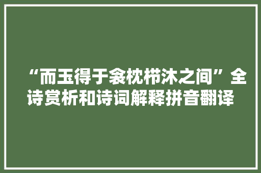 “而玉得于衾枕栉沐之间”全诗赏析和诗词解释拼音翻译