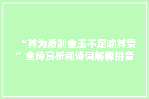 “其为质则金玉不足喻其贵”全诗赏析和诗词解释拼音翻译