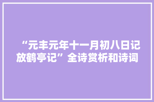 “元丰元年十一月初八日记放鹤亭记”全诗赏析和诗词解释拼音翻译