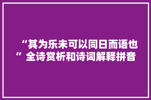 “其为乐未可以同日而语也”全诗赏析和诗词解释拼音翻译