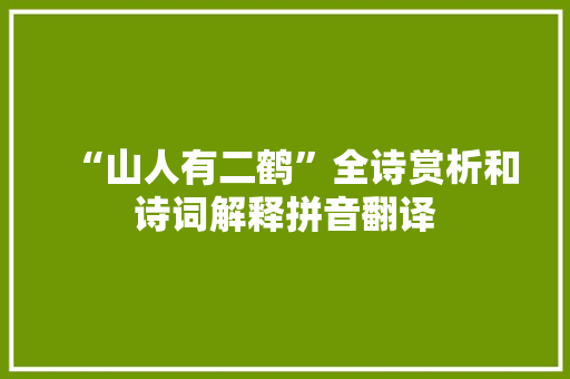 “山人有二鹤”全诗赏析和诗词解释拼音翻译