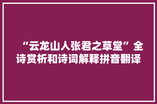 “云龙山人张君之草堂”全诗赏析和诗词解释拼音翻译