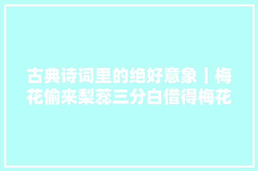 古典诗词里的绝好意象｜梅花偷来梨蕊三分白借得梅花一缕魂