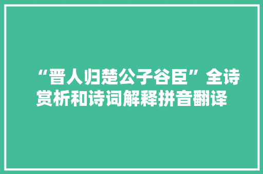“晋人归楚公子谷臣”全诗赏析和诗词解释拼音翻译