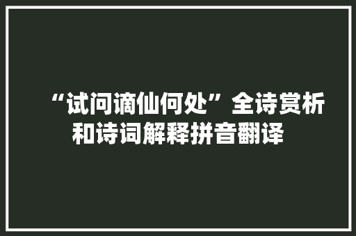 “试问谪仙何处”全诗赏析和诗词解释拼音翻译
