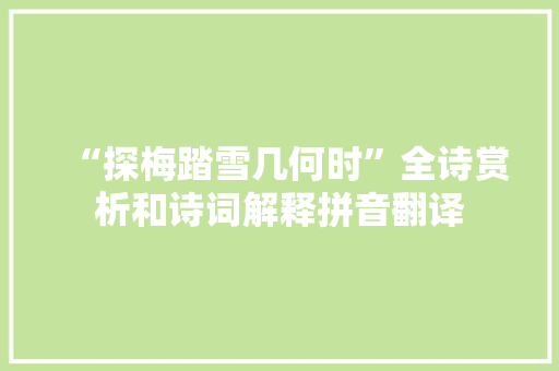 “探梅踏雪几何时”全诗赏析和诗词解释拼音翻译
