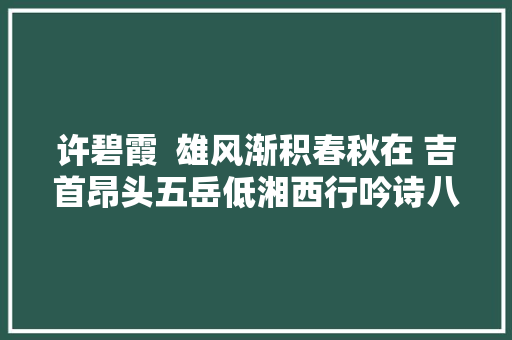 许碧霞  雄风渐积春秋在 吉首昂头五岳低湘西行吟诗八首