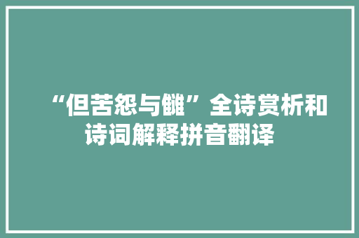“但苦怨与雠”全诗赏析和诗词解释拼音翻译