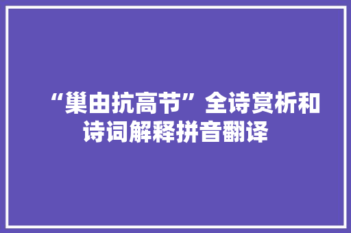 “巢由抗高节”全诗赏析和诗词解释拼音翻译