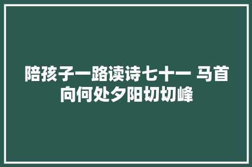 陪孩子一路读诗七十一 马首向何处夕阳切切峰