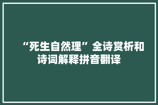 “死生自然理”全诗赏析和诗词解释拼音翻译