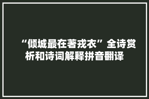 “倾城最在著戎衣”全诗赏析和诗词解释拼音翻译