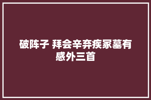 破阵子 拜会辛弃疾冢墓有感外三首