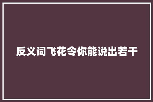 反义词飞花令你能说出若干