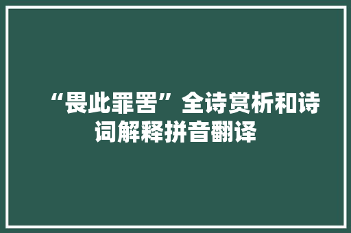 “畏此罪罟”全诗赏析和诗词解释拼音翻译
