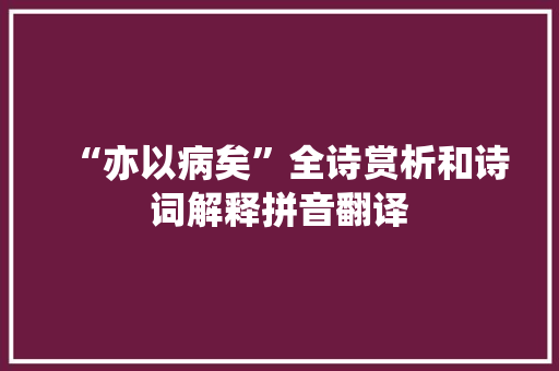 “亦以病矣”全诗赏析和诗词解释拼音翻译