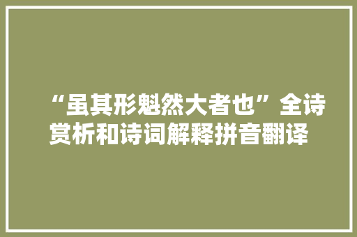 “虽其形魁然大者也”全诗赏析和诗词解释拼音翻译