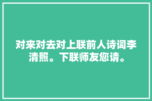 对来对去对上联前人诗词李清照。下联师友您请。