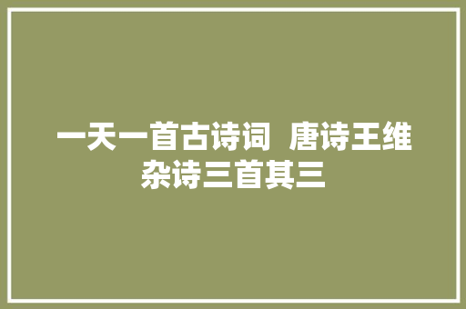 一天一首古诗词  唐诗王维杂诗三首其三