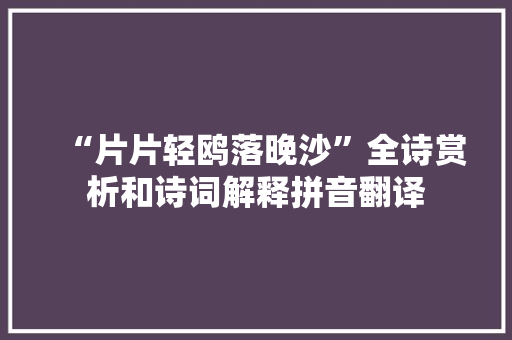 “片片轻鸥落晚沙”全诗赏析和诗词解释拼音翻译