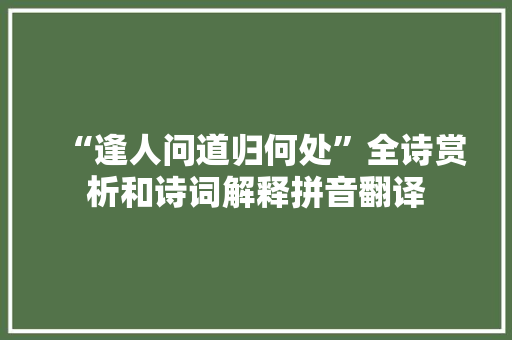 “逢人问道归何处”全诗赏析和诗词解释拼音翻译