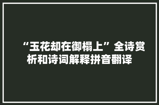 “玉花却在御榻上”全诗赏析和诗词解释拼音翻译