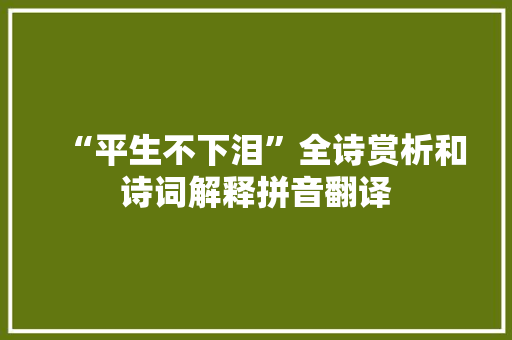“平生不下泪”全诗赏析和诗词解释拼音翻译