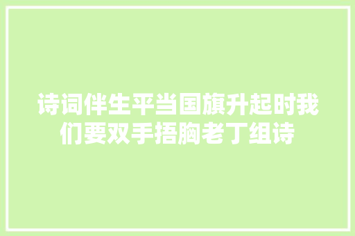 诗词伴生平当国旗升起时我们要双手捂胸老丁组诗